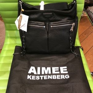 New black leather Authentic Aimee Kestenberg bag